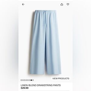 H&M Sky Blue Linen-Blend Wide-Leg Pants - NWT